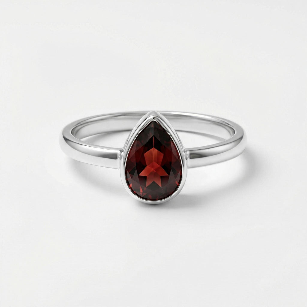 Garnet Pan Ring: Sterling Silver, January Birthstone
