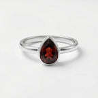 Garnet Pan Ring: Sterling Silver, January Birthstone