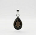 Faceted Smoky Quartz Teardrop Sterling Silver Pendant - Natural Pear Gemstone