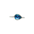 Blue Topaz Pear Ring – 925 Sterling Silver, Faceted Gemstone Solitaire, Handmade December Birthstone Gift