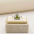 Natural Peridot & CZ Ring | 925 Sterling Silver | Gemstone Band | Handmade Ring Jaipur