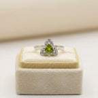 Natural Peridot & CZ Ring | 925 Sterling Silver | Gemstone Band | Handmade Ring Jaipur