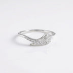 Sterling Silver CZ Wing Ring, Pavé Feather Open Band, Boho Stacker Jewelry
