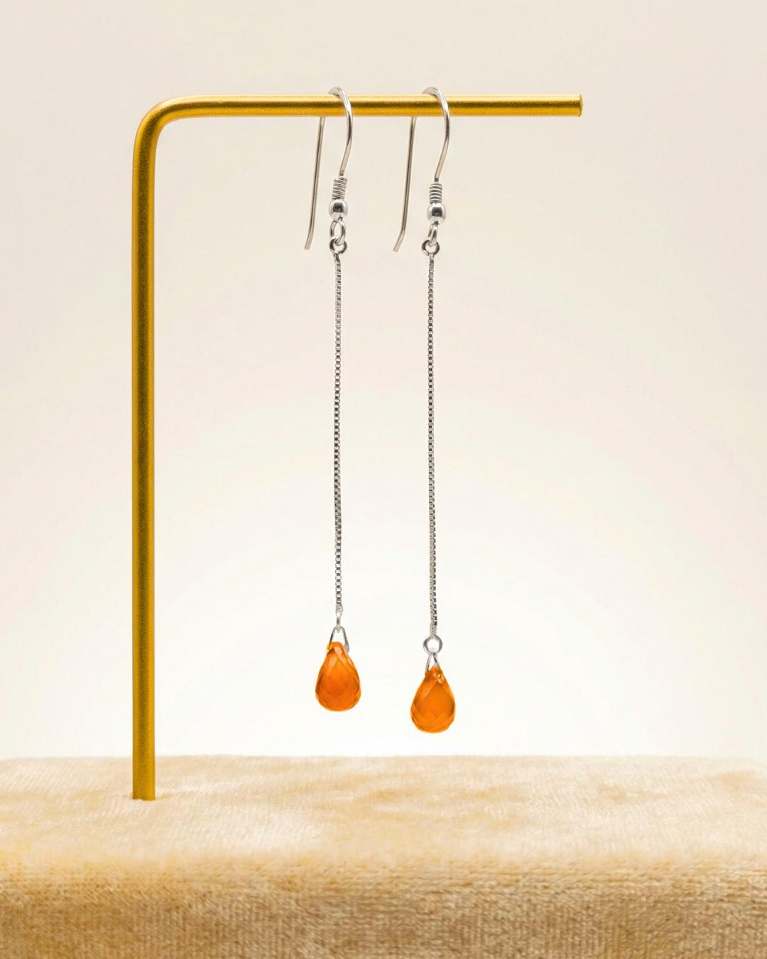 Red Onyx Teardrop Earrings | Sterling Silver Dangle | Minimalist Boho Jewelry