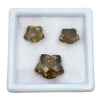 Smoky Quartz Gemstone Pair – Flower Cut, Deep Brown Matched Stones