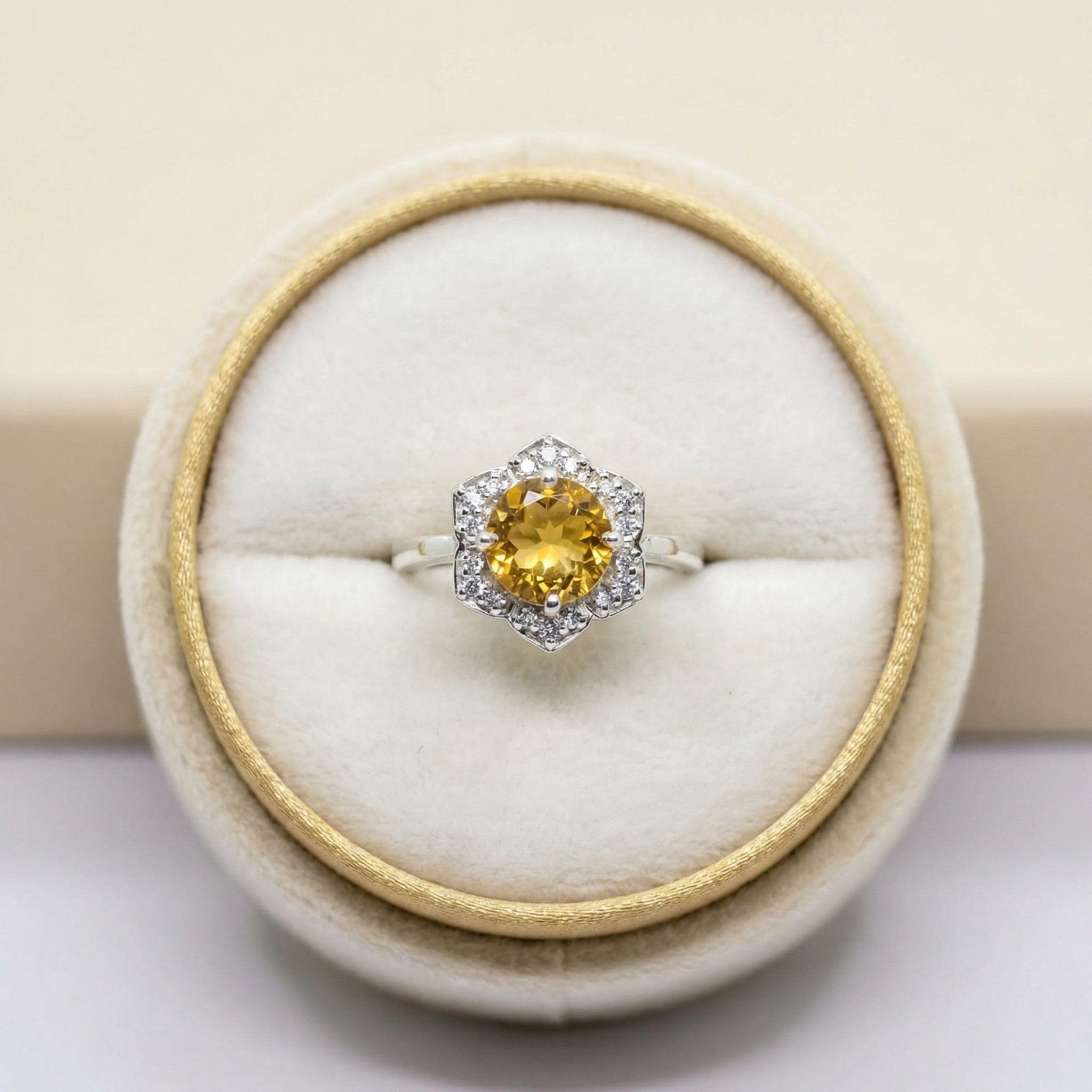 Natural Citrine Ring | 925 Sterling Silver | November Birthstone | Floral Gemstone Band | Handmade in Jaipur