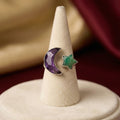 Natural Amethyst & Onyx Ring | 925 Sterling Silver | Celestial Gemstone Band | Handmade Ring Jaipur