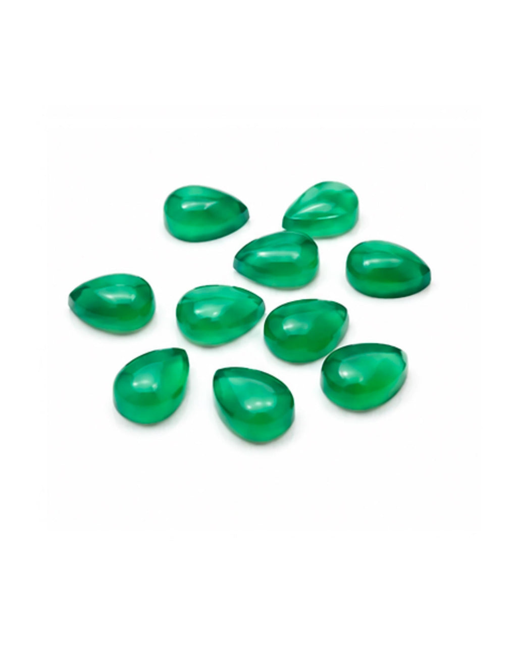 Natural Green Onyx Cabochons Smooth Pear Shape Loose Gemstone Cabs for Jewelry Making