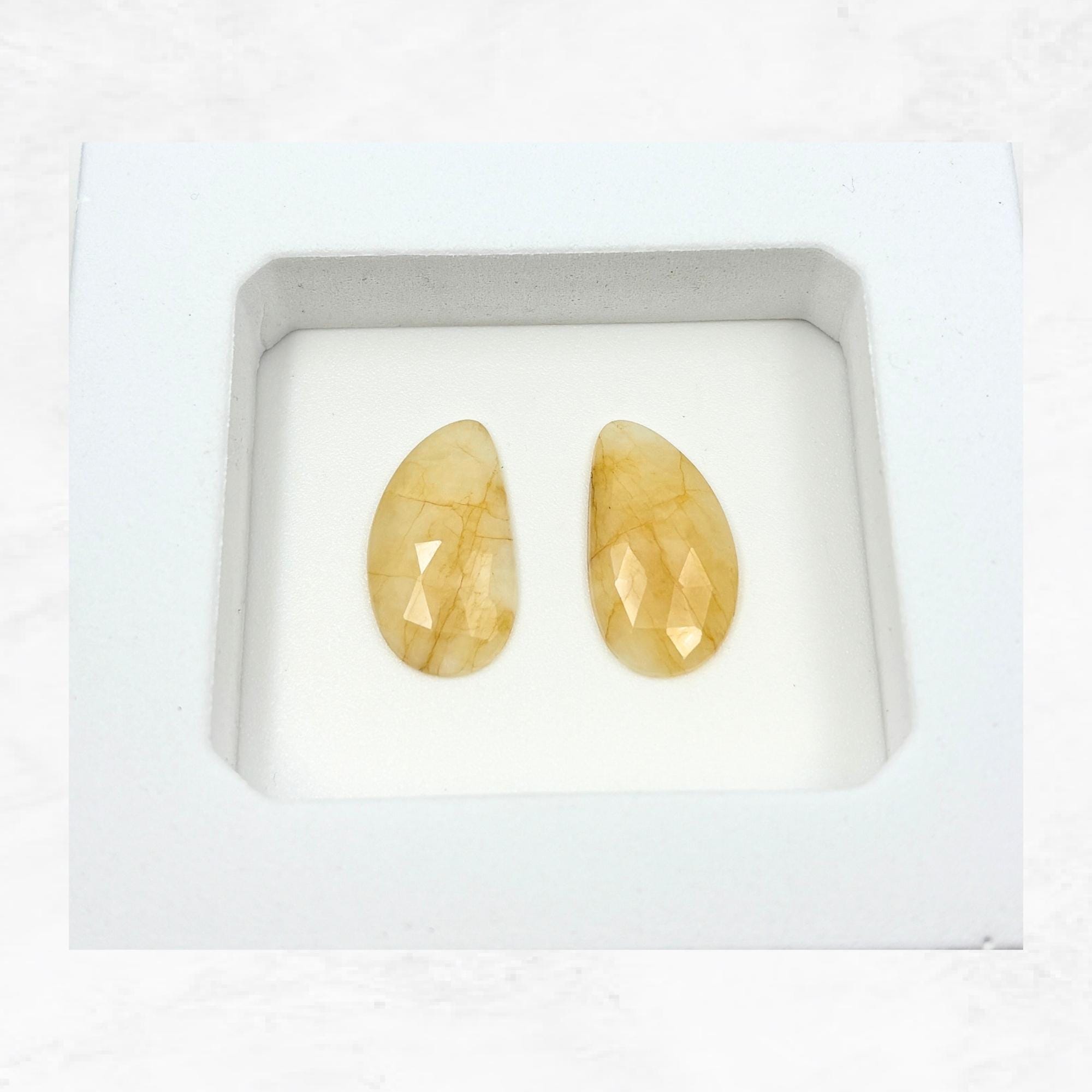 Rose Cut Sapphire Slices: Natural Gemstone Pair for Jewelry Making