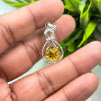 Citrine Halo Pendant - Sterling Silver, November Birthstone Jewelry