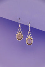 Rose Quartz Oval Drop Earrings | Sterling Silver, Love Stone, Handmade Jewelry