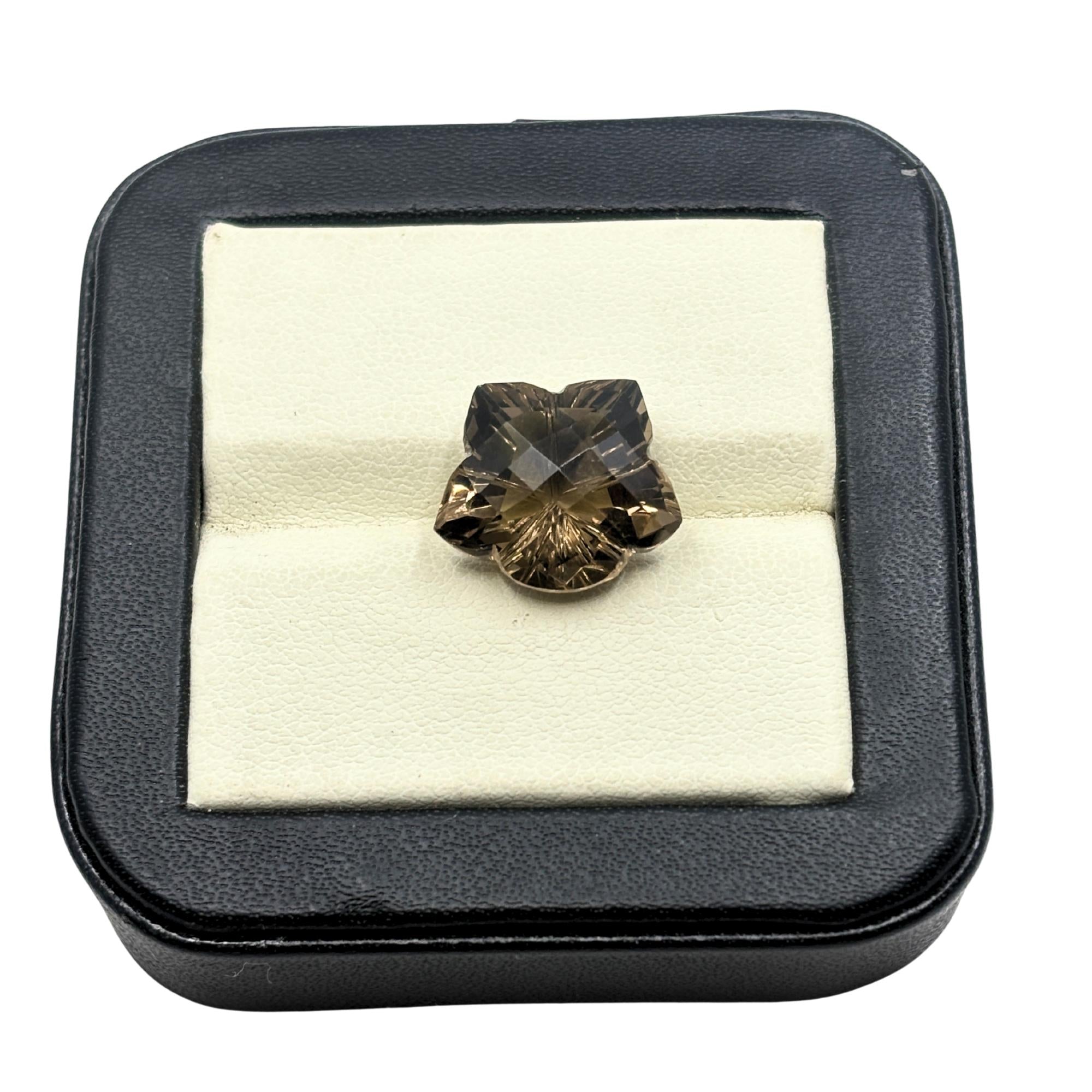 Smoky Quartz Gemstone Pair – Flower Cut, Deep Brown Matched Stones