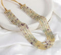 Natural Rainbow Fluorite Necklace, Tube Beads Gemstone Necklace, 40cm Beaded Crystal Jewelry, Gift for Her