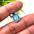 Blue Topaz Emerald Cut Pendant in 925 Sterling Silver –Minimalist Sky Blue December Birthstone Necklace,Dainty Gemstone Jewelry Gift for Her