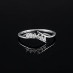 Sterling Silver Tiara Ring • Cubic Zirconia Wedding Band • Minimalist Crown Stacking Ring