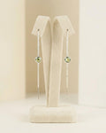 Green Tourmaline Threader Earrings | Sterling Silver Dainty Chain Drop Jewelry