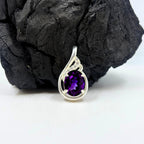 Amethyst Oval CZ Pendant in 925 Sterling Silver – Elegant Purple Gemstone Necklace, Sparkling February Birthstone Jewelry Gift for Her