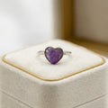 Amethyst Heart Sterling Silver Ring: Handmade February Birthstone