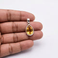 Pear Citrine Sterling Silver Pendant – November Birthstone Golden Teardrop Charm