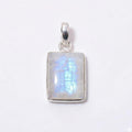 Rectangle Moonstone Pendant – Sterling Silver Boho Gemstone Jewelry