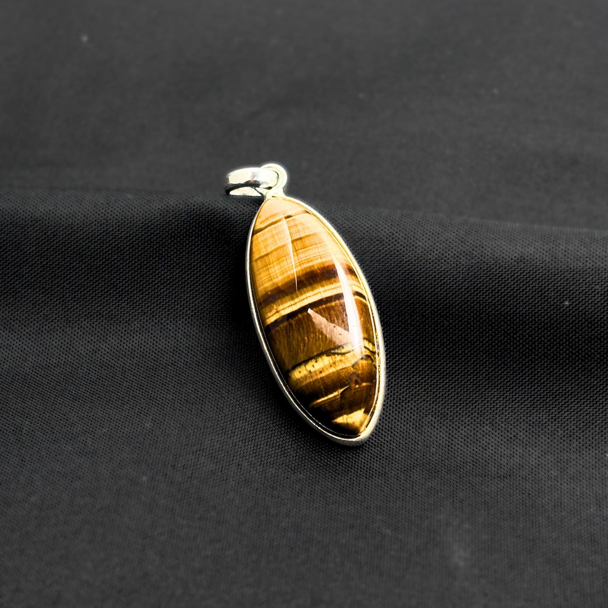 Tiger Eye Pendant Necklace, Handmade 925 Sterling Silver Necklace, Protection Jewelry, Healing Crystal Gift for Her