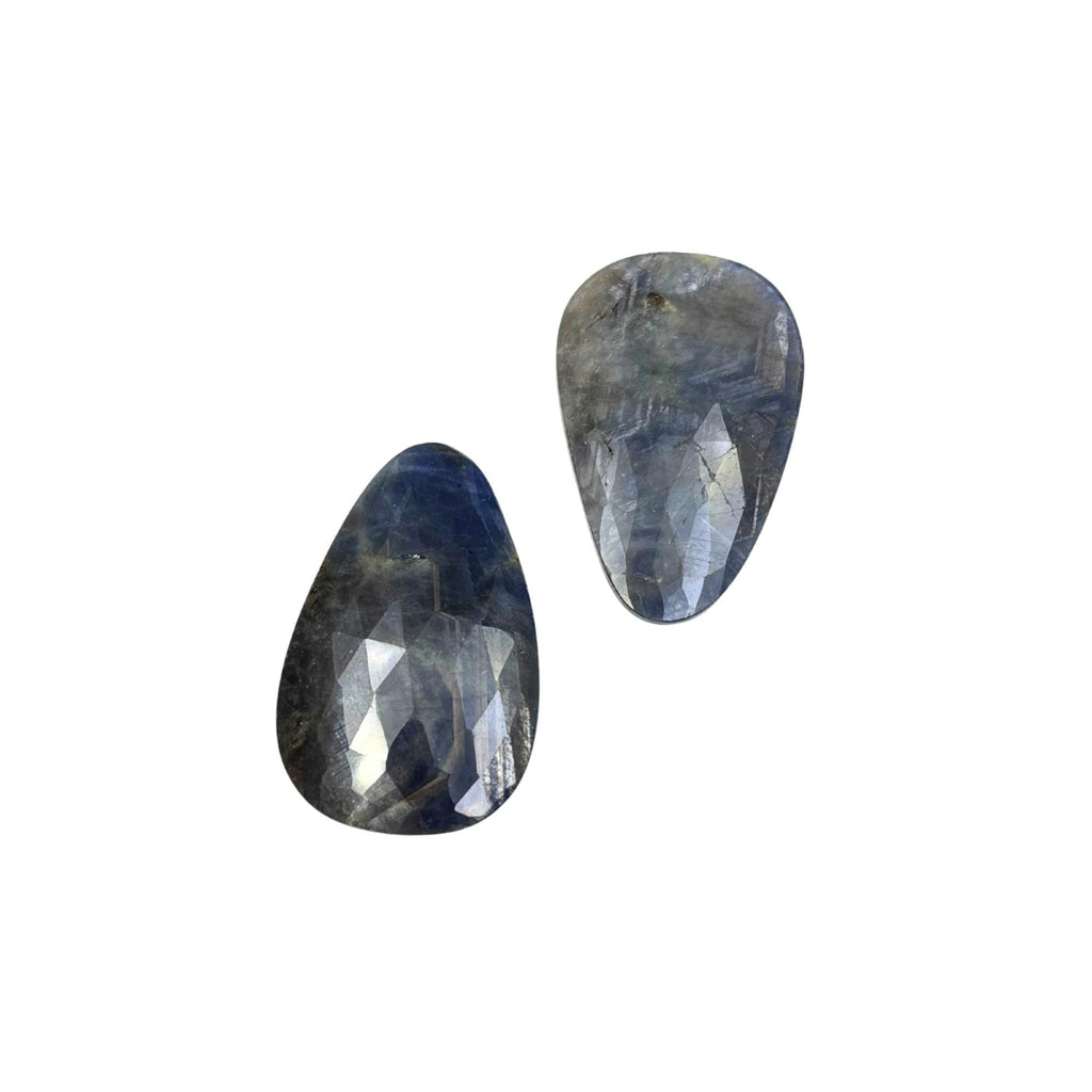Rose Cut Sapphire Slices: Untreated Gemstone Pair for Jewelry