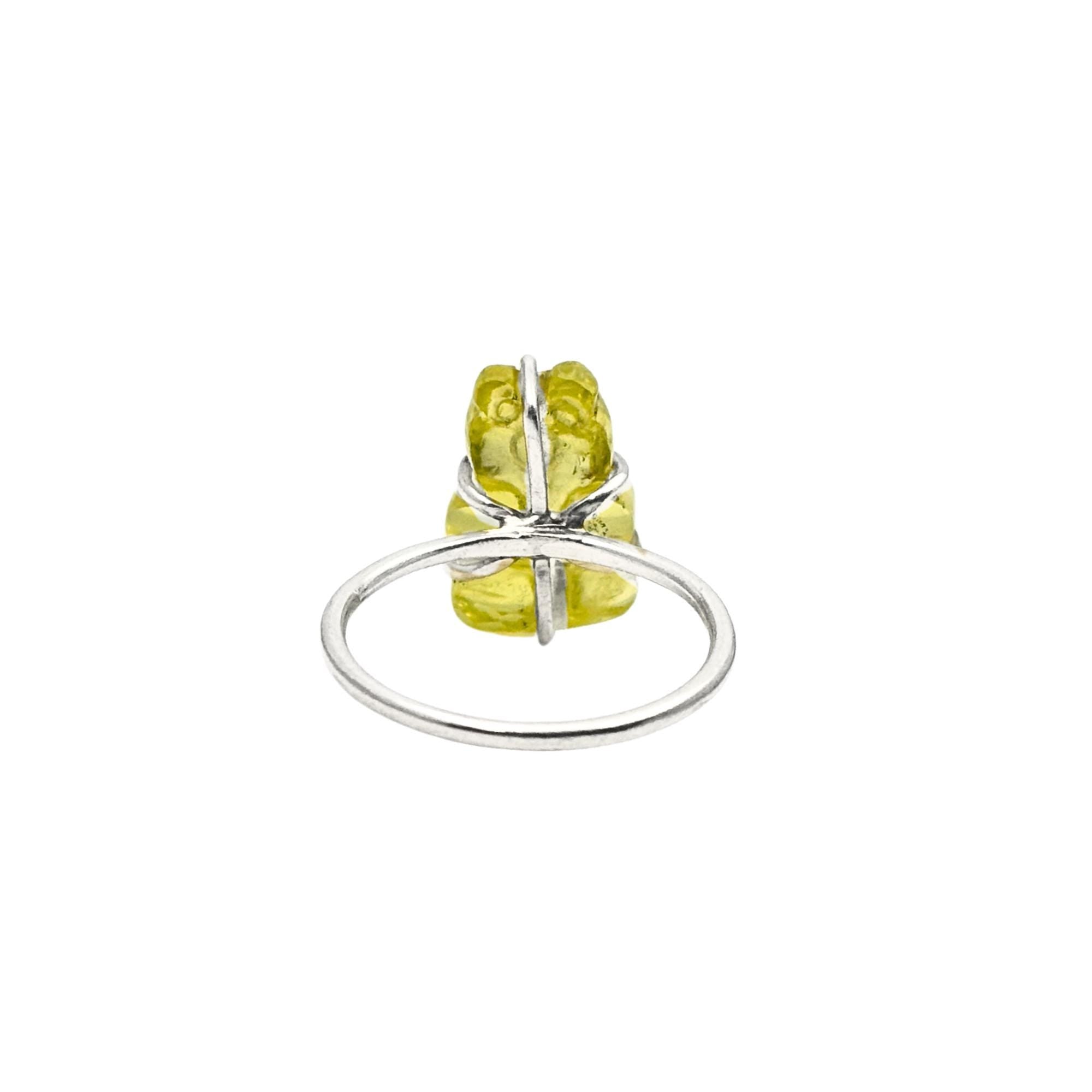 Sterling Silver Lemon Topaz Teddy Bear Ring: Handmade Gemstone Jewelry