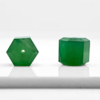 Faceted Green Onyx Cube Beads, 10mm Gemstone Pair