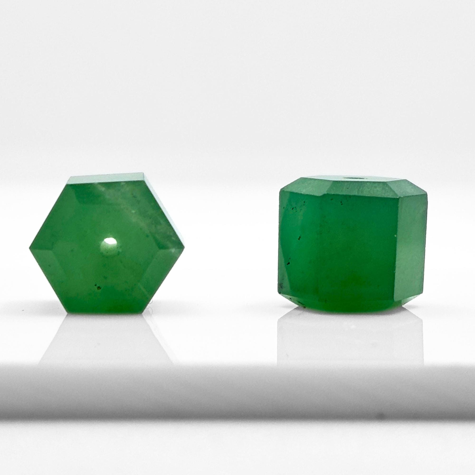 Faceted Green Onyx Cube Beads, 10mm Gemstone Pair