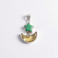 Star & Lemon Topaz Moon Pendant: Sterling Silver Celestial Charm