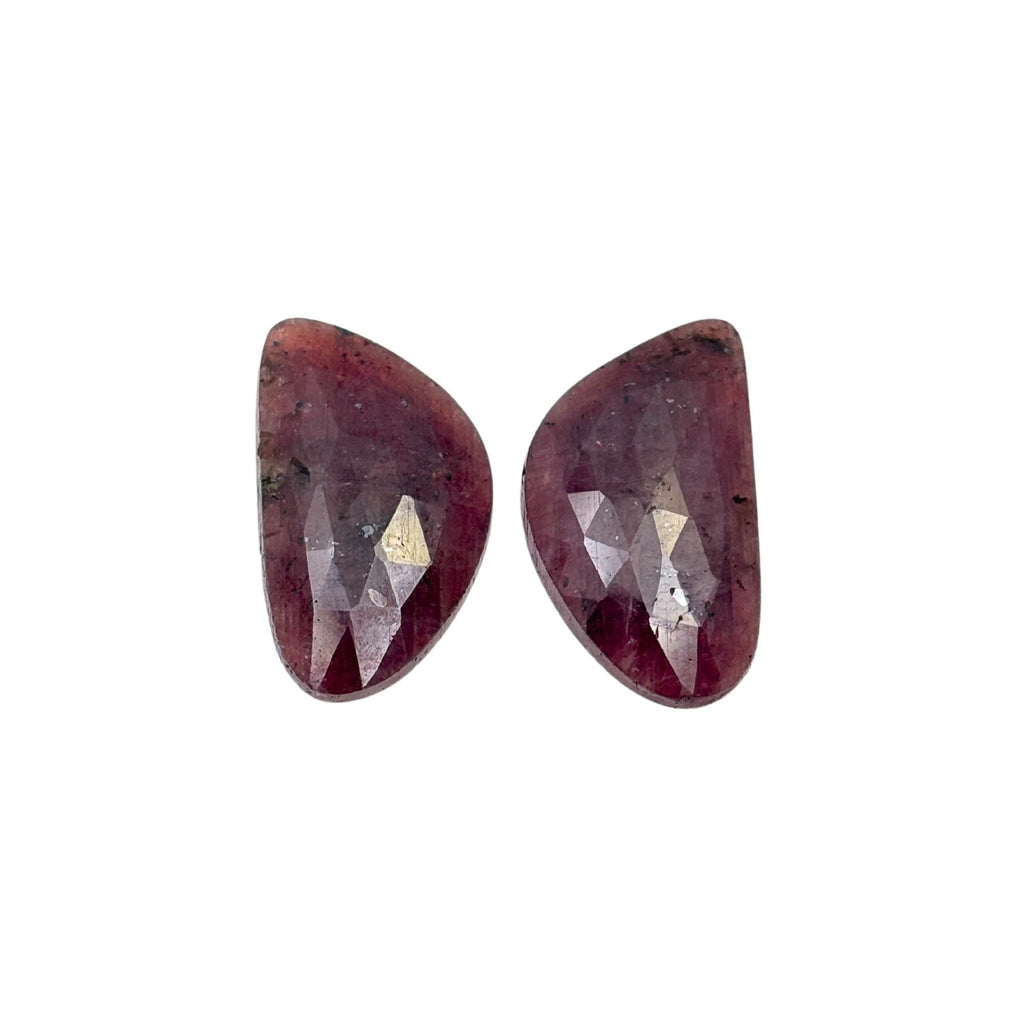 Rose Cut Sapphire Slices: Natural Untreated Gemstone Pair