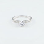 Sterling Silver CZ Solitaire Ring, Minimalist Engagement Band, Diamond Look Women's Jewelry