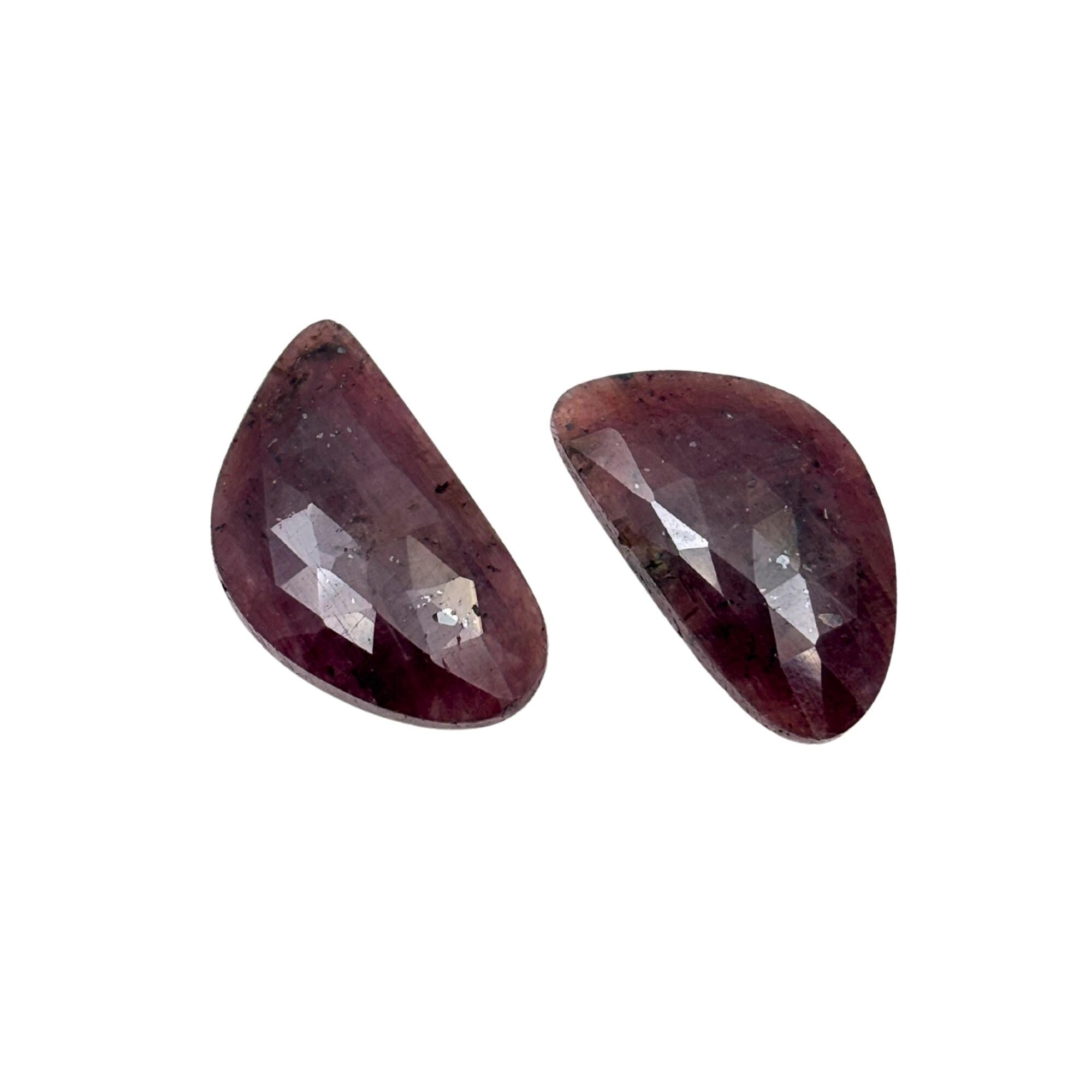 Rose Cut Sapphire Slices: Natural Untreated Gemstone Pair