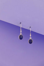 Lapis Lazuli Oval Drop Earrings | Sterling Silver Boho Dangle Jewelry