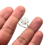 Carved Mother of Pearl Flower Ring: Sterling Silver Boho Jewelry