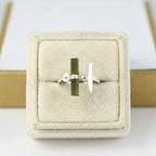 Raw Green Tourmaline Bar Sterling Silver Ring | Handmade Stacking Ring | Minimalist Gemstone Jewelry Gift