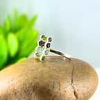 Raw Green Tourmaline Bar Ring: Sterling Silver October Birthstone