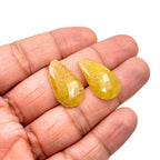 Untreated Yellow Sapphire Pair: Rose Cut Gemstone Slices, Flat Back