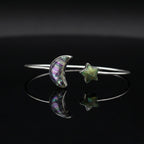 Natural Labradorite Fluorite Bangle | 925 Sterling Silver | Gemstone Bracelet | Handmade in Jaipur