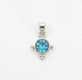 Sterling Silver Blue Topaz Starburst Pendant – Minimalist Sky Blue Gemstone Necklace