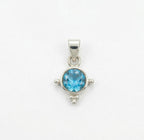 Sterling Silver Blue Topaz Starburst Pendant – Minimalist Sky Blue Gemstone Necklace