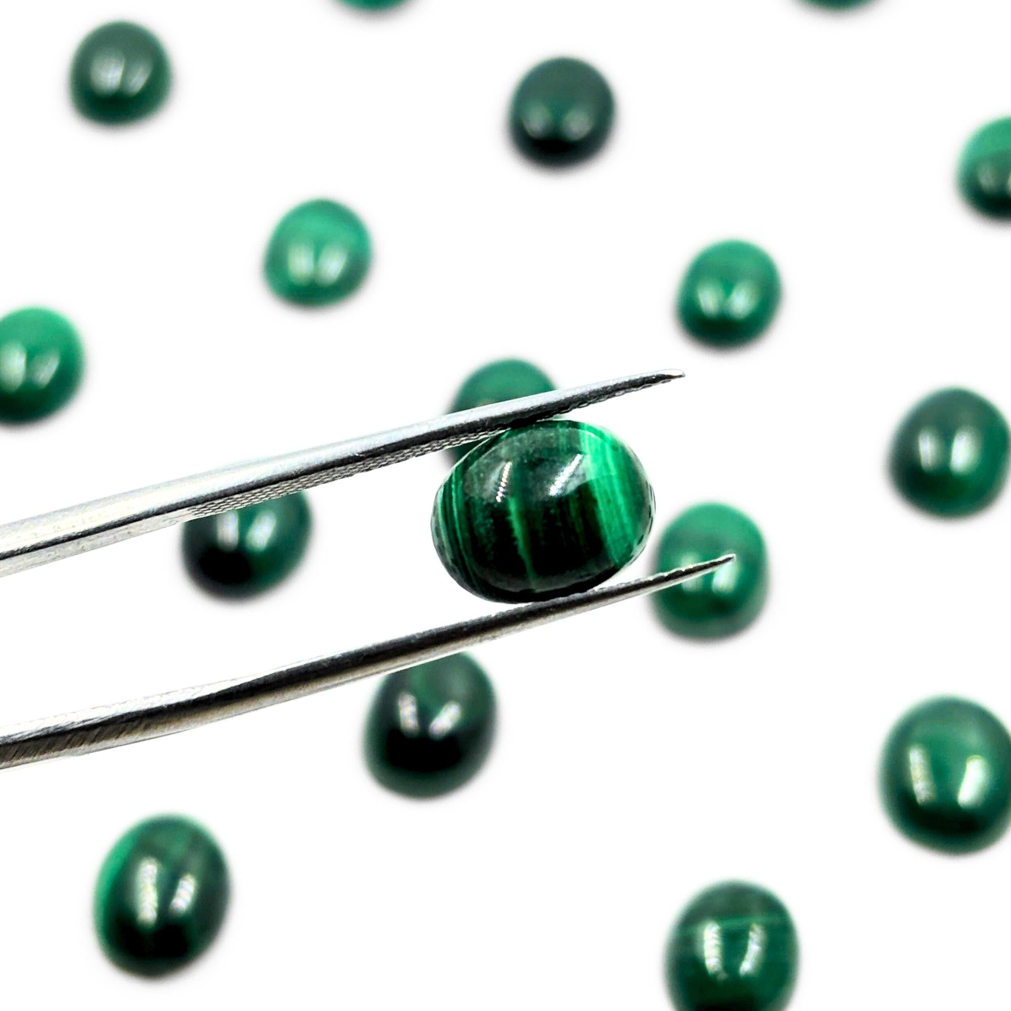 Malachite Oval Cabochons - AAA Grade, 10x8mm, Pack of 5
