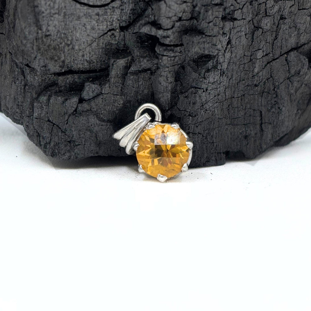 Round Citrine Solitaire Pendant in 925 Sterling Silver – Yellow Gemstone Necklace Charm, Minimalist November Birthstone Jewelry Gift for Her