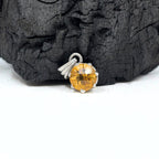Round Citrine Solitaire Pendant in 925 Sterling Silver – Yellow Gemstone Necklace Charm, Minimalist November Birthstone Jewelry Gift for Her