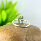 Raw Green & Blue Tourmaline Sterling Silver Ring: Modern Stacking Jewelry