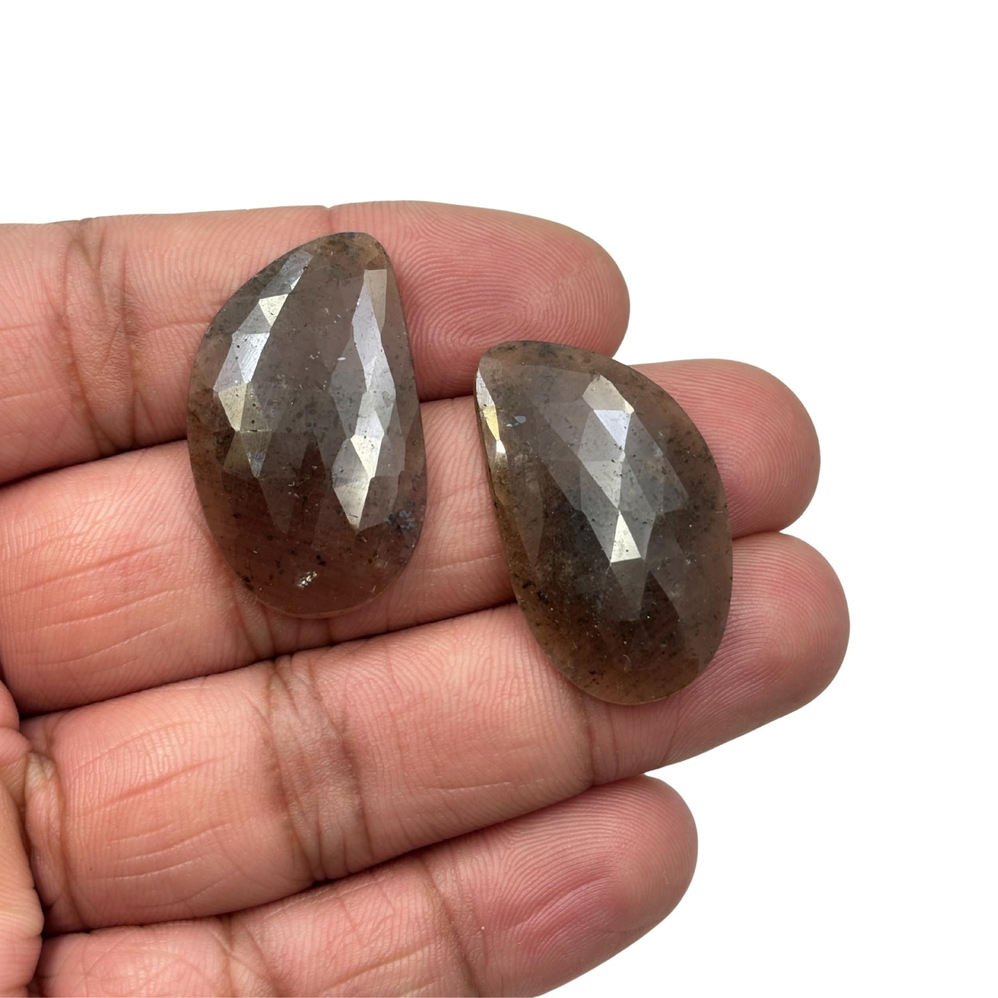 Rose Cut Sapphire Gemstone Slices: Untreated Natural Pair