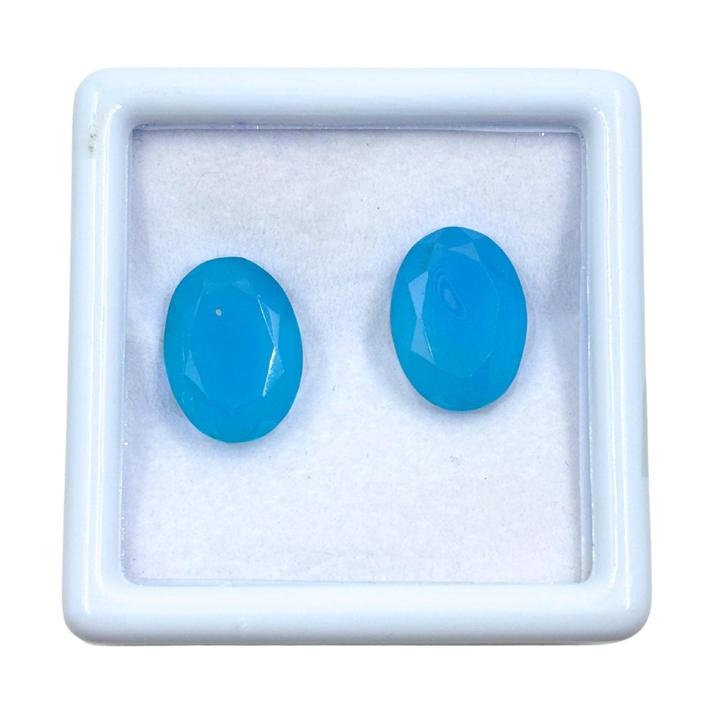 Faceted Blue Chalcedony 14mm*10mm Gemstone: Oval Cut Shape, AAA Quality