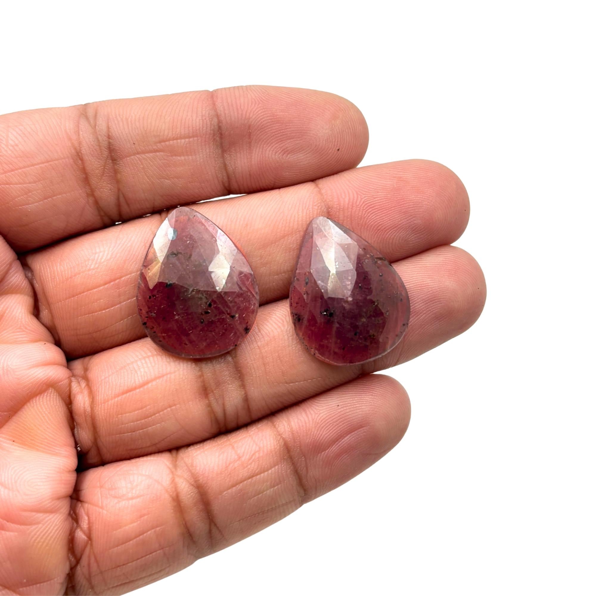 Rose Cut Sapphire Slices: Untreated Gemstone Pair, Fancy Shape