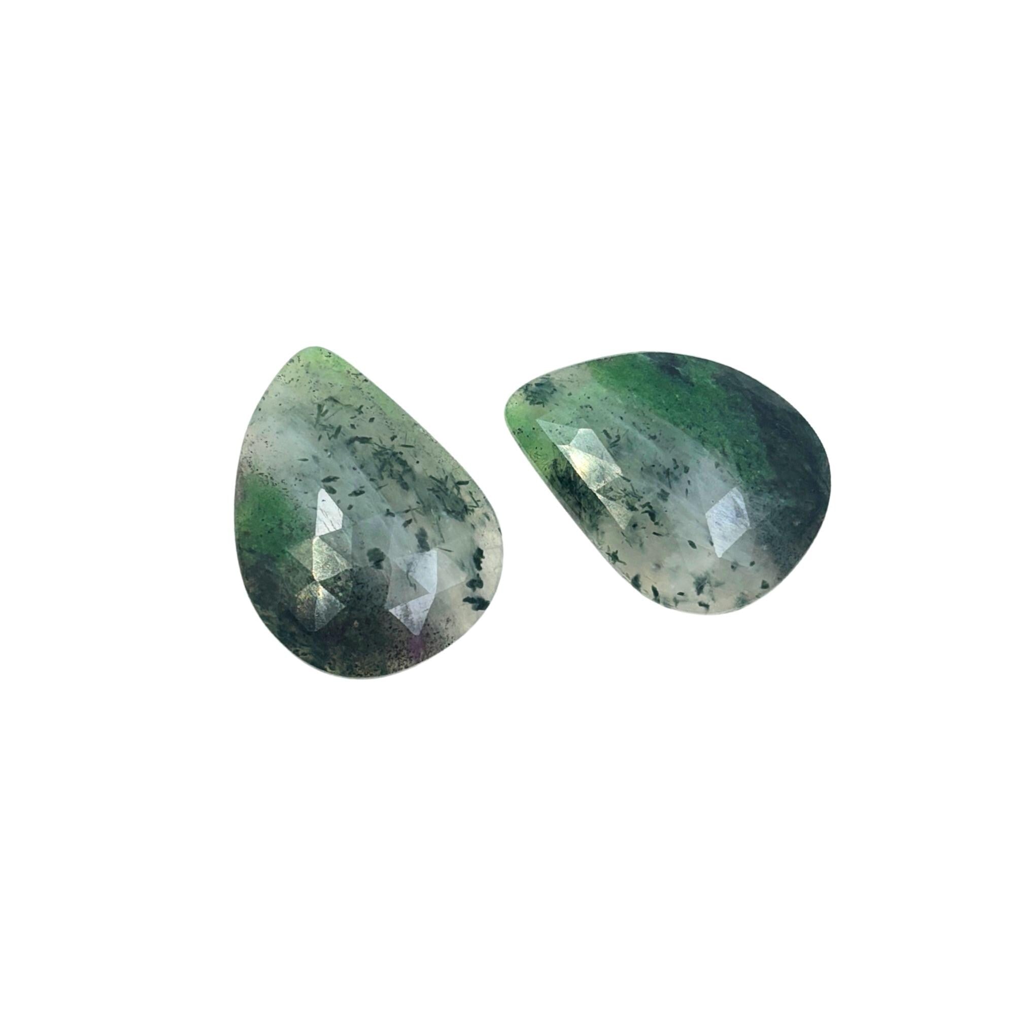 Untreated Sapphire Rose Cut Slices: Natural Gemstone Pair for Jewelry