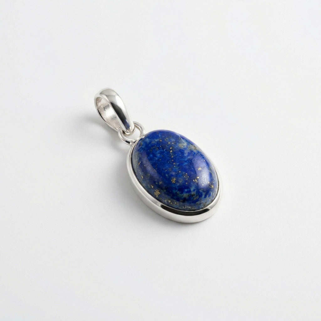 Oval Lapis Lazuli Sterling Silver Pendant – Boho Spiritual Jewelry